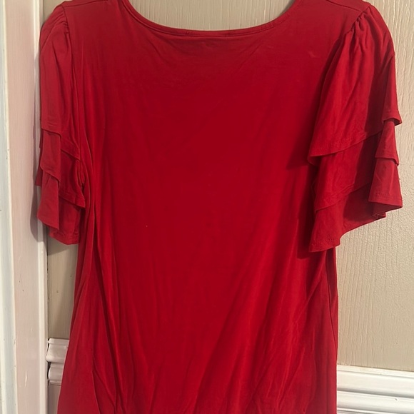 Red Women's Top Size Large Layered Ruffled Sleeves Wilde Brand - Picture 6 of 6